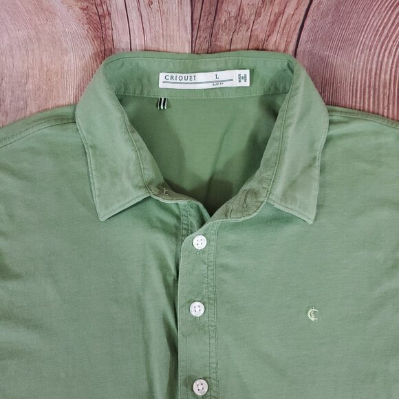 Criquet Slim Fit Mens Large Green Short Sleeve Golf Polo Shirt Green Stretch - Picture 4 of 9